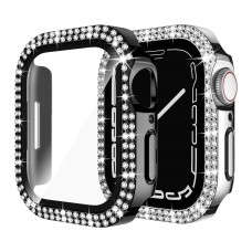 Megkhla 2-pack Bling Case For Apple Watch 40mm 44mm 41mm 45mm Series 8/7/6/5/4/se With Screen Protector, Hard Pc Shockproof Rhinestone Bumper Full Face Cover For Iwatch