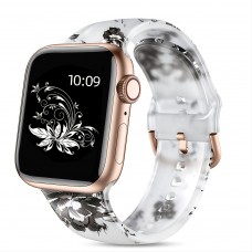 Compatible With Apple Watch Band 49mm 45mm 44mm 42mm 41mm 40mm 38mm Iwatch Series 8/7/6/5/4/3/2/1/ultra/se For Women Clear Silicone Print Replacement Bands