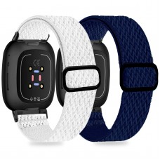 2 Pack Stretchy Bands Compatible With Fitbit Versa 3/fitbit Sense, Soft Elastic Nylon Strap Adjustable Replacement For Versa 3 Fitbit Bands/sense Fitbit Bands Women Men