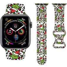 Christmas Leopard Pattern Watch Strap Compatible For Apple Watch Bands 38mm 40mm 41mm 42mm 44mm 45mm, Cartoon Sport Strap For Adult Teens,  For Iwatch Band Series Se 7 6 5 4 3 2 1, Without Watch