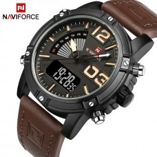 2018 NAVIFORCE Men&#39;s Fashion Sport Watches Men Quartz Analog Date Clock Man Leather Military Waterproof Watch Relogio Masculino