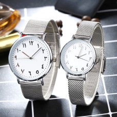 2017 Luxury BGG Brand Unique Arabic Numbers Lover&#39;s Couple Watches Stainless Steel Mesh Watch Men Women Quartz Wristwatches Saat
