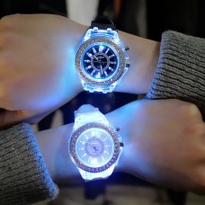 led Flash Luminous Watch Personality trends students lovers jellies watches 7 color light WristWatch
