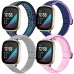 4 Pack Stretchy Bands Compatible With Fitbit Versa 3 / Fitbit Sense Bands Women Men, Adjustable Elastic Soft Loop Nylon Breathable Replacement Straps For Fitbit Sense &amp; Versa 3 Smartwatch Wristband